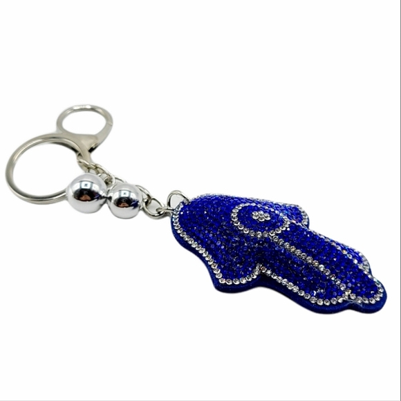 Evil Eye Hamsa Plush Rhinestone Keychain - Picture 3 of 3